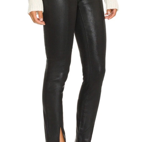 L'Agence Jyothi High Rise Split Ankle Skinny Pants Noir Coated Black Size 31 - Picture 3 of 15